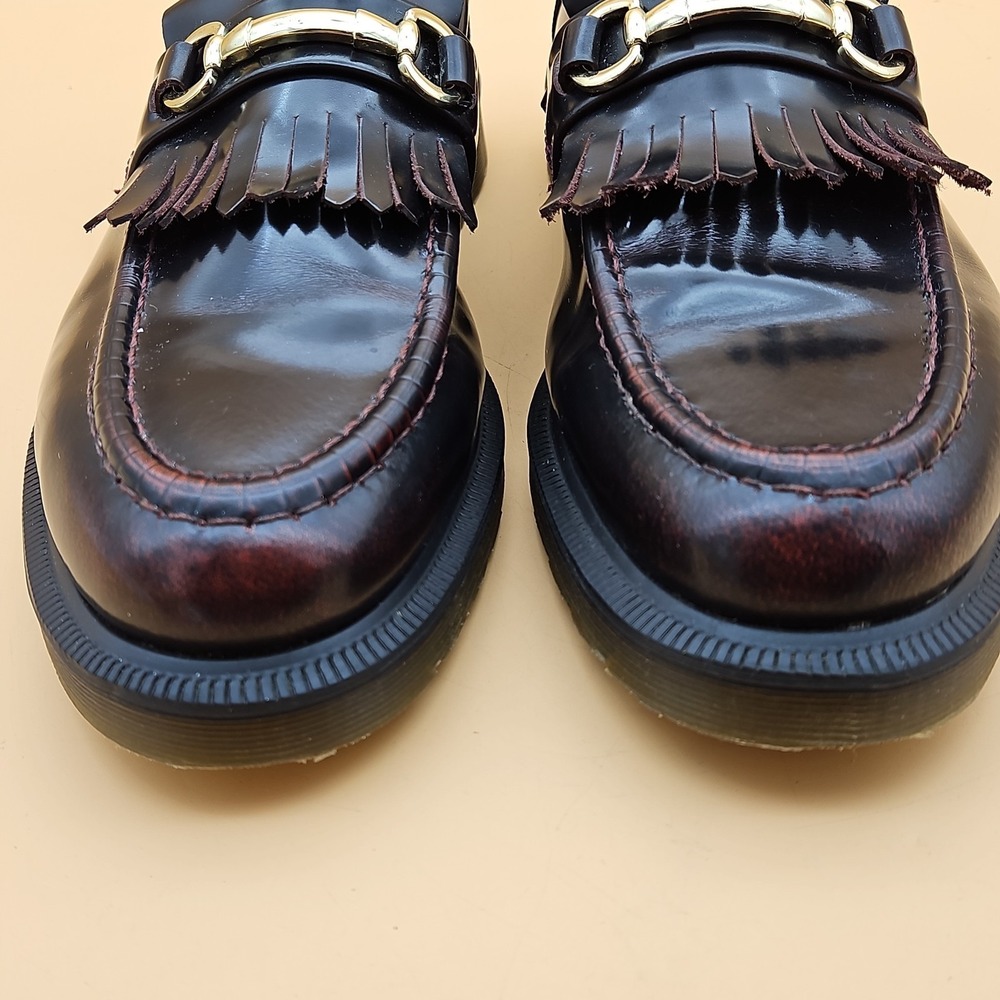 Dr Martens Adrian Snaffle Cherry Red Men's 10 Kiltie Leather Loafer Shoes Docs - Picture 3 of 9